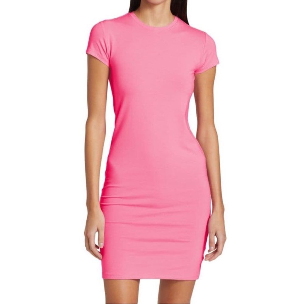 Atm Women’s Pink Short Sleeve T-Shirt Dress Pima Cotton Size Medium Nwt Read